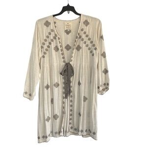 Meena Mehal Linen Embroidered kimono cardigan Size M